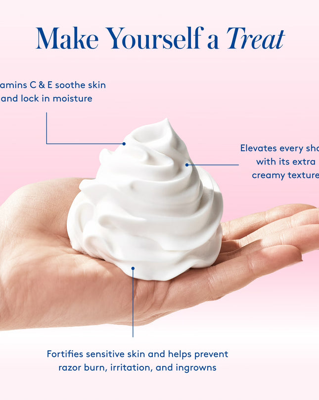 Who said whipped cream is only for dessert? Elevate your shaving routine with Athena Club's Whipped Shave Cream. Expertly crafted to transform your shave into an indulgent experience, our shaving cream is infused with a potent blend of Vitamins C and E. These powerhouse ingredients work in harmony to moisturize deeply, fortify your skin’s barrier, and fend off common shaving woes like razor burn, irritation, and ingrown hairs. 