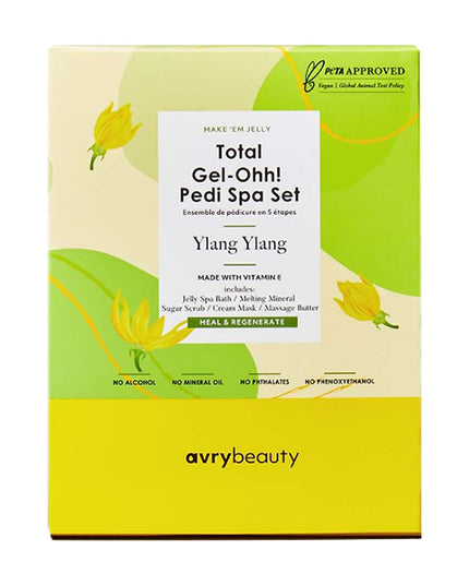 Cheers to the best spa pedicure! Your clients’ feet will fall in love with our Total Gel-Ohh! Pedi Spa Set. This all-in-one, 5-step pedicure kit includes a jelly spa bath, melting mineral, sugar scrub, cream mask, and massage cream to give them a luxurious spa experience like no other.