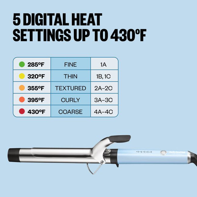 The Nano Titanium 1 1/4"" Extended Barrel Curling Iron features a 2” longer barrel than traditional curling irons, ideal for creating stunning curls in long hair. And now in a LIMITED EDITION Iced Blue!