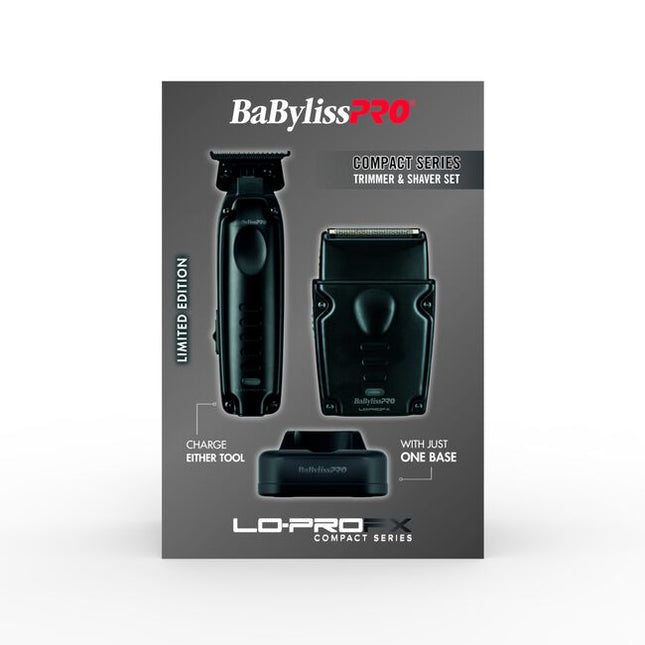 The LO-PROFX Compact Series Trimmer &amp; Shaver Set is designed for those who demand professional performance in a compact, portable form. This limited edition set includes a precision trimmer with a Black Graphite deep-tooth zero-gap adjustable T-blade, ideal for clean, sharp detailing, and a hypoallergenic titanium single-foil shaver that provides smooth, irritation-free shaving. Powered by high-speed motors, the trimmer runs at 6,800 RPM and the shaver at 10,000 RPM to ensure efficient results.