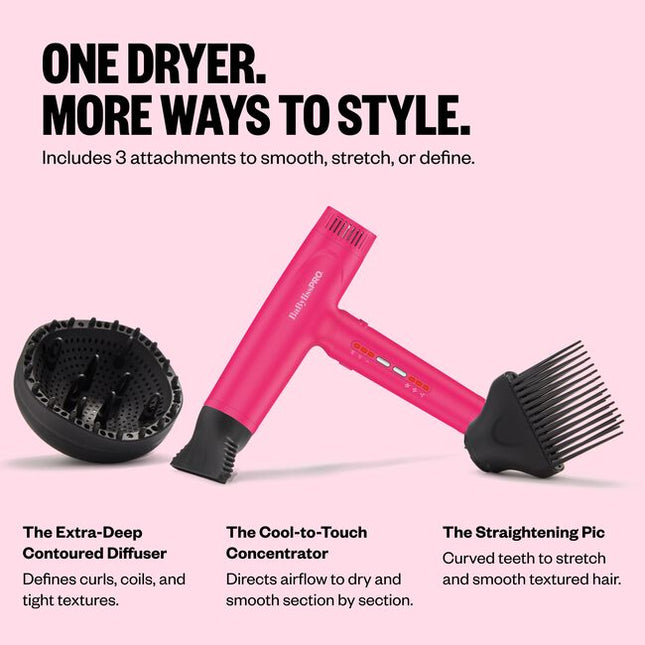 The Nano Titanium Light Ionic High-Speed Dryer by BaBylissPRO offers maximum smoothness and shine. T-shape design, fast airflow &amp; weighs under 1 lb. Now in a LIMITED EDITION Pink!