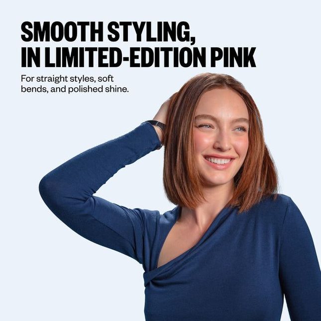 Limited Edition Pink Digital Ultra-Thin 1 Inch Flat Iron delivers even heat for sleek, shiny results with ultra-smooth Nano Titanium plates.