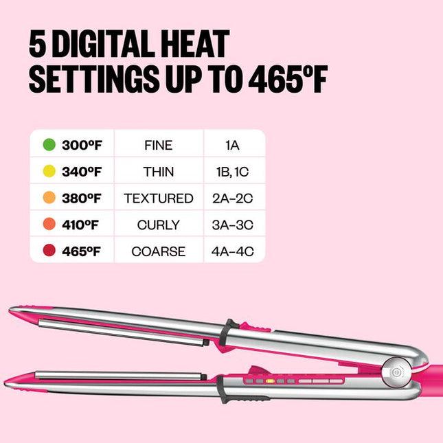 BaBylissPRO Limited Edition Pink Prima3000 1.25 Inch Styling Iron is a versatile tool that can curl, straighten, and wave hair while instantly smoothing for glossy results.