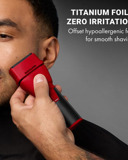The Limited Edition Red CoreFX Foil Shaver is made for professionals who appreciate long-lasting ergonomic tools, including everyday users who want reliability and comfort. COREFX Shaver features new waterproof housing, hypoallergenic Titanium Double Foil, metal grip, high-speed motor, lithium-ion battery and cordless charging.