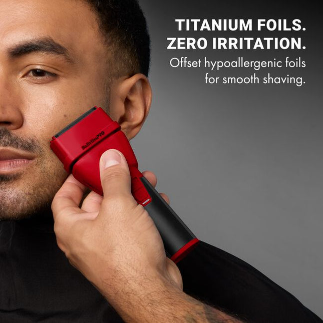 The Limited Edition Red CoreFX Foil Shaver is made for professionals who appreciate long-lasting ergonomic tools, including everyday users who want reliability and comfort. COREFX Shaver features new waterproof housing, hypoallergenic Titanium Double Foil, metal grip, high-speed motor, lithium-ion battery and cordless charging.