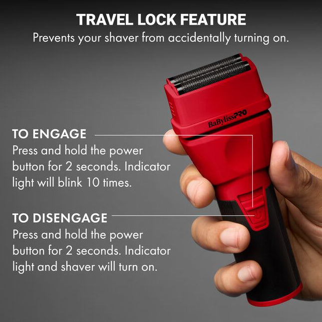 The Limited Edition Red CoreFX Foil Shaver is made for professionals who appreciate long-lasting ergonomic tools, including everyday users who want reliability and comfort. COREFX Shaver features new waterproof housing, hypoallergenic Titanium Double Foil, metal grip, high-speed motor, lithium-ion battery and cordless charging.