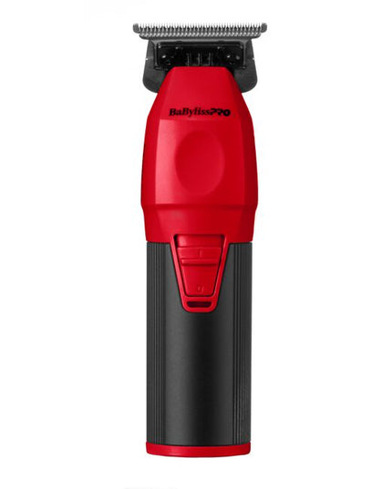 The Limited Edition Red COREFX Trimmer features a Black Graphite Deep-Tooth T-Blade, metal grip, high-speed motor, lithium-ion battery and cordless charging.