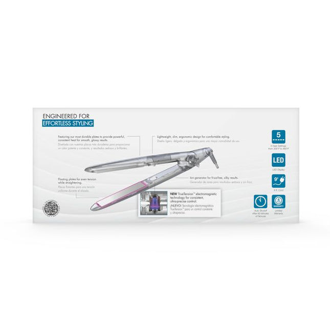 The market’s first electromagnetic flat iron, ergonomically designed to reduce hand strain while delivering even tension and heat transfer with every pass. Activate the electromagnet and adjust tension to suit all hair types. With one click, the magnet adds up to 8 lbs of force, ensuring no strands slip—perfect for precise styling and professional straightening treatments.