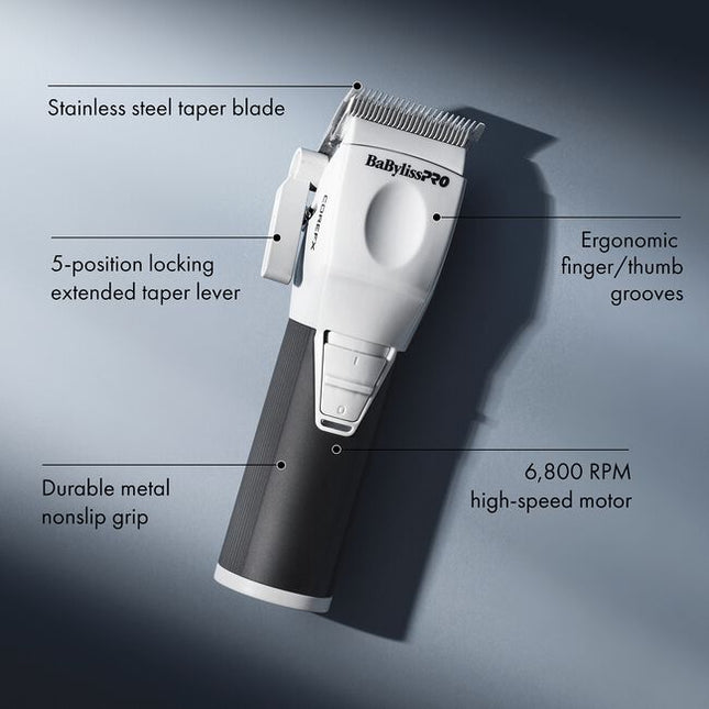 The BaBylissPRO® COREFX 2-Piece Kit includes a clipper and trimmer designed for barbers and stylists at every stage of their craft. With pro-level performance, durable design, and easy-to-use features, this complete set delivers the control, precision, and reliability you need to master any cut or style—whether you