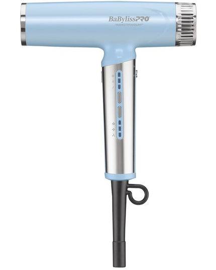 The Nano Titanium Light Ionic High-Speed Dryer by BaBylissPRO offers maximum smoothness and shine. T-shape design, fast airflow &amp; weighs under 1 lb. Now in a LIMITED EDITION Iced Blue!