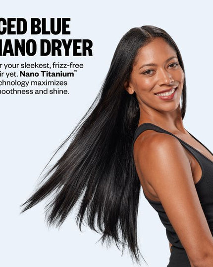 The Nano Titanium Light Ionic High-Speed Dryer by BaBylissPRO offers maximum smoothness and shine. T-shape design, fast airflow &amp; weighs under 1 lb. Now in a LIMITED EDITION Iced Blue!