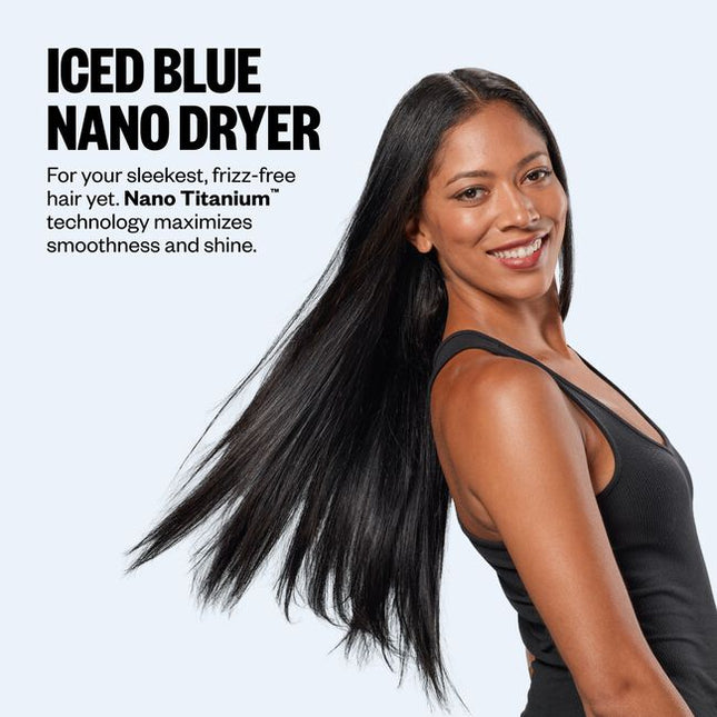 The Nano Titanium Light Ionic High-Speed Dryer by BaBylissPRO offers maximum smoothness and shine. T-shape design, fast airflow &amp; weighs under 1 lb. Now in a LIMITED EDITION Iced Blue!