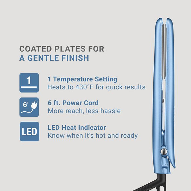 The compact design of this ¾” Nano Titanium flat iron makes it perfect for quick touch ups on-the go. Easily packs in purse, gym bag, or carry-on luggage.