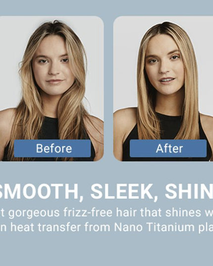 Extended length (4.5" long), full floating plates for faster straightening. Even heat transfer from 1” Nano Titanium plates leave hair smooth, sleek, and shiny.