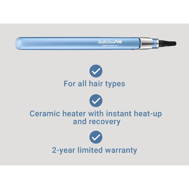 Extended length (4.5" long), full floating plates for faster straightening. Even heat transfer from 1” Nano Titanium plates leave hair smooth, sleek, and shiny.