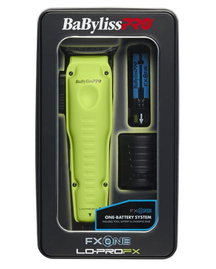 The Limited Edition Neon Yellow FXONE LO-PROFX Hair Clipper features the new interchangeable FXONE battery with a quick release button. The clipper offers a new N1 Brushless motor with dual ball bearings for greater efficiency. The clipper comes standard with the new Ultra-thin Metal Injection Molding (MIM) Blade, featuring an oil reservoir for constant lubrication. Use this professional hair clipper to cut hair of all textures with ease and precision.
