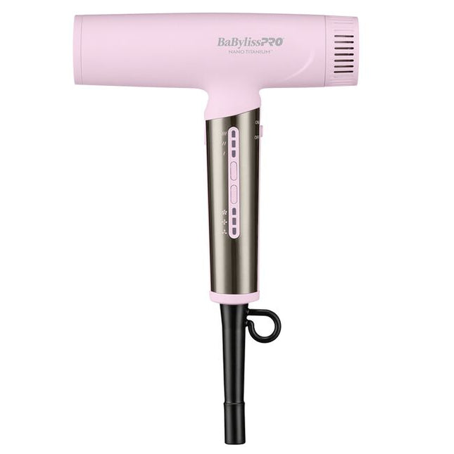 The Nano Titanium Light Ionic High-Speed Dryer by BaBylissPRO offers maximum smoothness and shine. T-shape design, fast airflow & weighs under 1 lb. Now in a LIMITED EDITION pink!
