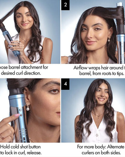 Effortlessly wrap, set, and curl damp or dry hair. Create big, Hollywood-worthy curls or voluminous blowout flips, all without heat damage.