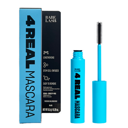 Get FOR REAL length, volume and lift with (new!) 4 Real Mascara. Infused with 4 rejuvenating ingredients such as apple stem cells, olive stem cells, shea butter and castor seed oil, this mascara supports lashes during wear while delivering a next level falsie effect. The innovative formula is complemented by a unique silicone wand with micro-fine bristles that grip and define every lash. Add to cart and prepare to be asked if your lashes are 4 Real.