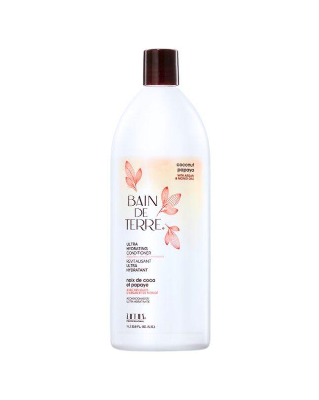 Bain de Terre's Coconut Papaya Conditioner richly conditions & hydrates overly dry, damaged hair. Lavishes hair in beautifying oils & lush botanical scents for soft, sumptuous, silky hair. Paraben-free. Color-safe.