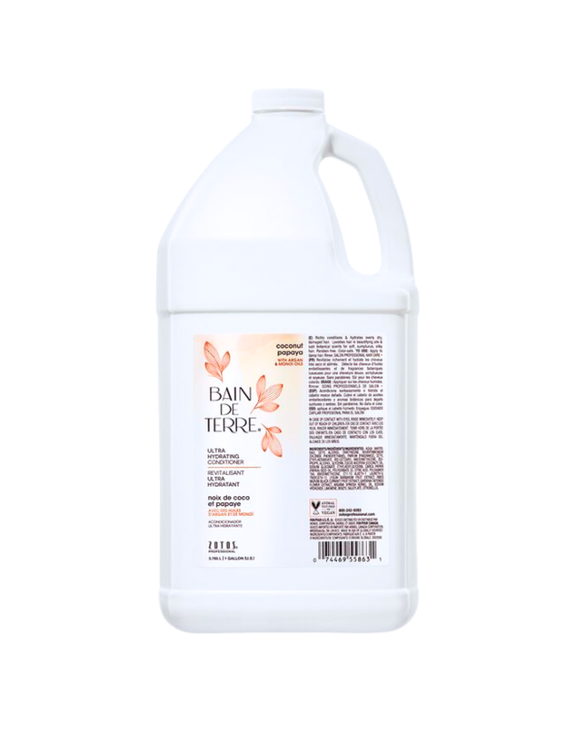 Bain de Terre's Coconut Papaya Conditioner richly conditions & hydrates overly dry, damaged hair. Lavishes hair in beautifying oils & lush botanical scents for soft, sumptuous, silky hair. Paraben-free. Color-safe.