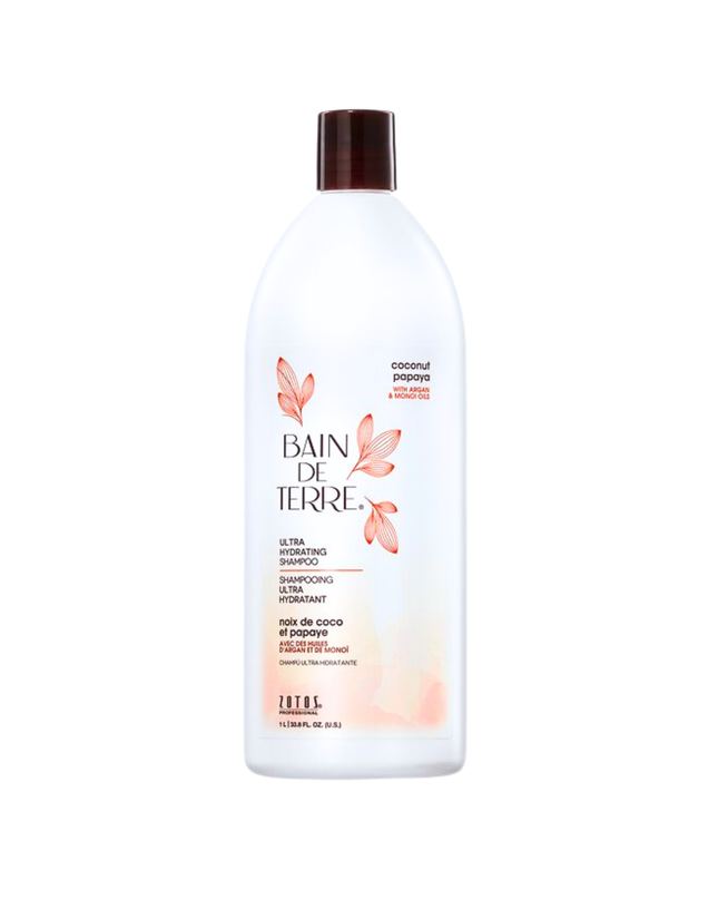 Bain de Terre's Coconut Papaya Shampoo luxuriously cleanses & hydrates overly dry, damaged hair. Lavishes hair in beautifying oils & lush botanical scents for soft, sumptuous, silky hair. Paraben-free. Color-safe.