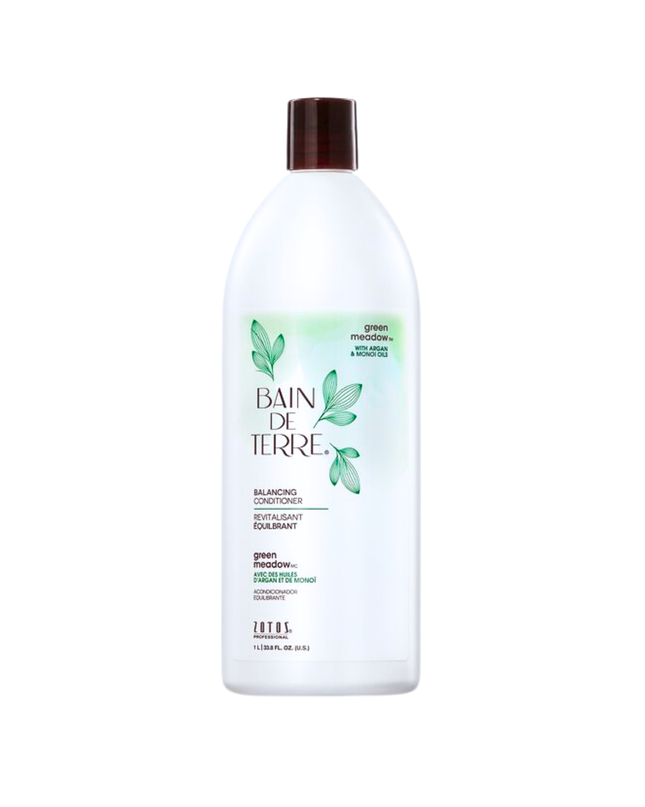Bain de Terre's Green Meadow Balancing Conditioner richly conditions & balances normal to oily hair. Lavishes hair in beautifying oils & lush botanical scents for soft, sumptuous, silky hair. Paraben-free. Color-safe.