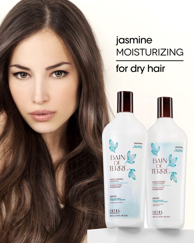 Bain de Terre's Jasmine Conditioner richly conditions & moisturizes dry hair. Lavishes hair in beautifying oils & lush botanical scents for soft, sumptuous, silky hair. Paraben-free. Color-safe.