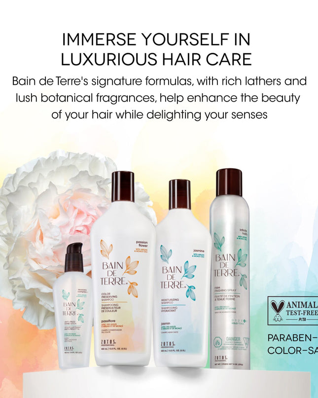 Bain de Terre's Keratin Phyto-Protein Strengthening Shampoo luxuriously cleanses & strengthens weak and damaged hair, making it 3X more resistant to breaking.* Promotes color retention up to 6 weeks.** Lavishes hair in beautifying oils & lush botanical scents for soft, sumptuous, silky hair. Paraben-free. Color-safe. 