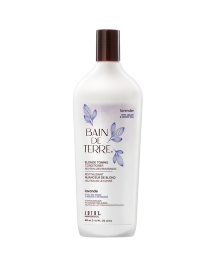 Bain de Terre's Lavender Blonde Toning Conditioner neutralizes brassy tones to illuminate blonde, highlighted, silver/gray or color-treated hair.* Richly conditions & lavishes hair in beautifying oils & lush botanical scents for soft, sumptuous, shiny hair. Paraben-Free. 