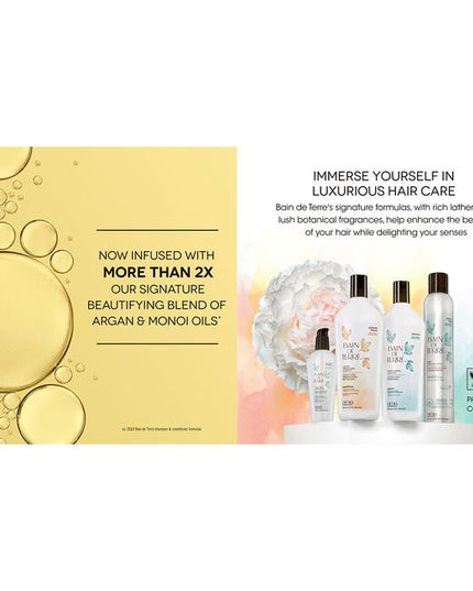 Bain de Terre's Passion Flower Shampoo luxuriously cleanses & preserves vibrancy of color-treated hair by 83%.* Lavishes hair in beautifying oils lush botanical scents for soft, sumptuous, silky hair. Paraben-free. Color-safe.