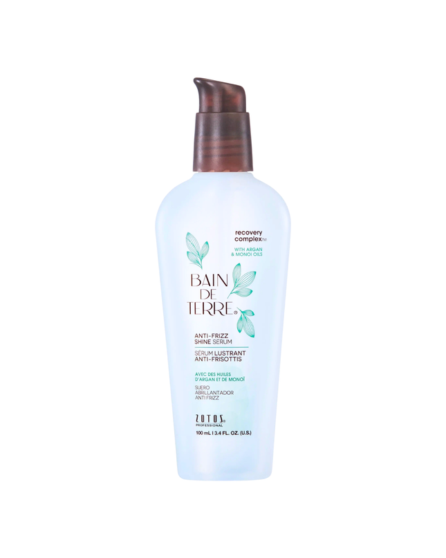 Bain de Terre's Recovery Complex Anti Frizz Shine Serum - Control frizz & create shine with this luscious, lightweight, alcohol-free & paraben-free serum. Color-safe.