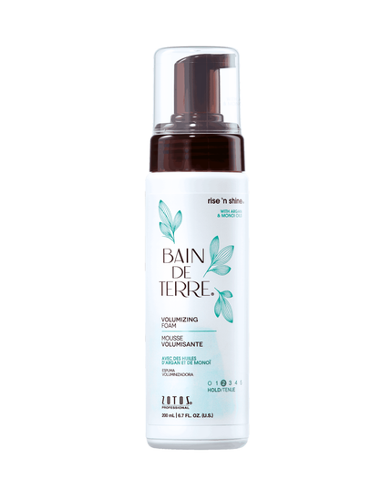 Bain de Terre's Rise 'n Shine Volumizing Foam adds volume & long-lasting body to fine, limp hair with a lightweight hold. Lavishes hair in beautifying oils & lush botanical scents. Paraben-free. Color-safe.