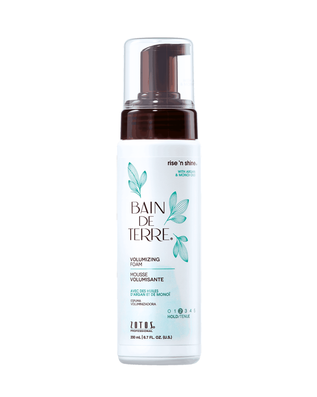 Bain de Terre's Rise 'n Shine Volumizing Foam adds volume & long-lasting body to fine, limp hair with a lightweight hold. Lavishes hair in beautifying oils & lush botanical scents. Paraben-free. Color-safe.