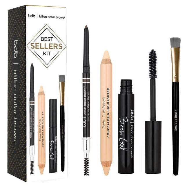 The Best Sellers Kit by BDB has all the necessities for beautiful brows from start to finish. Create, color, and control brows with this four-piece brow kit. Includes the Universal Brow Pencil, Brow Duo Pencil Highlight &amp; Concealer, Smudge Brush and Clear Brow Gel.