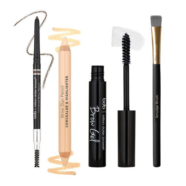 The Best Sellers Kit by BDB has all the necessities for beautiful brows from start to finish. Create, color, and control brows with this four-piece brow kit. Includes the Universal Brow Pencil, Brow Duo Pencil Highlight &amp; Concealer, Smudge Brush and Clear Brow Gel.