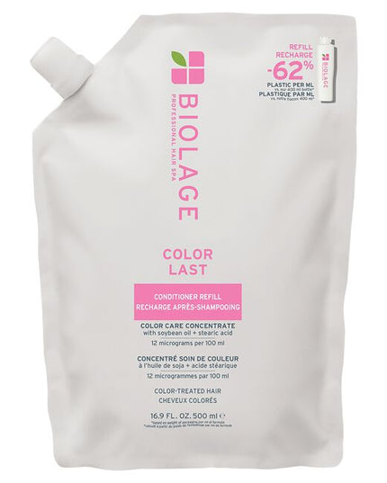 ColorLast Conditioner is meticulously formulated with a color care concentrate of soybean oil and stearic acid, ensuring precise levels of protection and nourishment for color-treated hair. This conditioner helps to prevent color fade for up to 4 weeks, thanks to its low-pH formula that maintains salon color brilliance.