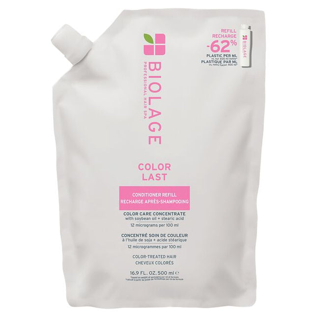 ColorLast Conditioner is meticulously formulated with a color care concentrate of soybean oil and stearic acid, ensuring precise levels of protection and nourishment for color-treated hair. This conditioner helps to prevent color fade for up to 4 weeks, thanks to its low-pH formula that maintains salon color brilliance.