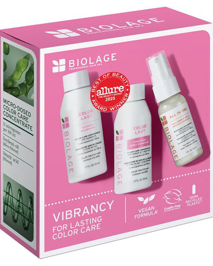 Extend the life of your salon-vibrant hair color for up to 9 weeks*, now in a convenient, travel-friendly kit. Inspired by nature's fade-defying orchid, this professional-quality 3-step system is designed to protect, nourish, and perfect your color-treated hair, even when you're away from home.