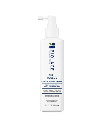 Achieve instant root lift and reinforced strength with the Full Rescue Pump + Plump Primer Root Volume Spray. This liquid-gel, mineral-based formula offers the perfect balance of styling and care, delivering immediate volume and touchable grip while making hair stronger. It's the ideal primer for creating fuller-looking styles on fine, thin, and breaking hair.