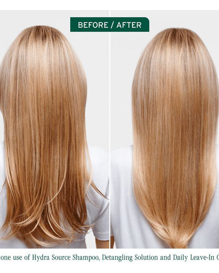 Dry, damaged hair can be prone to breakage and lacks manageability and shine. Inspired by the aloe plant that never seems to dry, Biolage HydraSource Detangling Solution for dry hair thoroughly conditions, helping optimize moisture balance for healthy looking hair. This anti-frizz treatment strengthens hair against future damage.