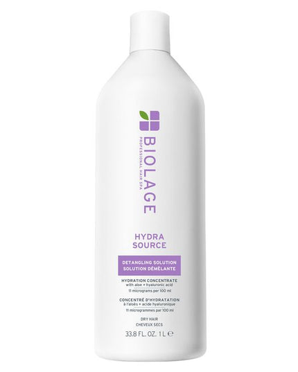 Dry, damaged hair can be prone to breakage and lacks manageability and shine. Inspired by the aloe plant that never seems to dry, Biolage HydraSource Detangling Solution for dry hair thoroughly conditions, helping optimize moisture balance for healthy looking hair. This anti-frizz treatment strengthens hair against future damage.