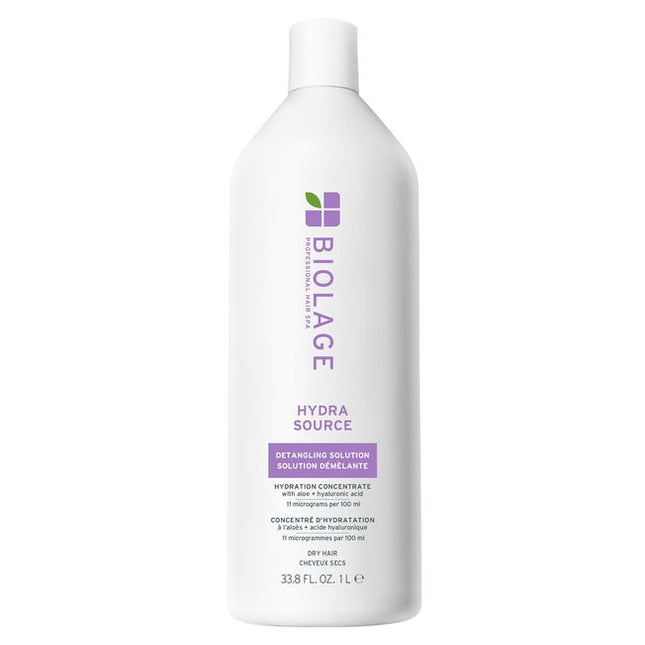Dry, damaged hair can be prone to breakage and lacks manageability and shine. Inspired by the aloe plant that never seems to dry, Biolage HydraSource Detangling Solution for dry hair thoroughly conditions, helping optimize moisture balance for healthy looking hair. This anti-frizz treatment strengthens hair against future damage.