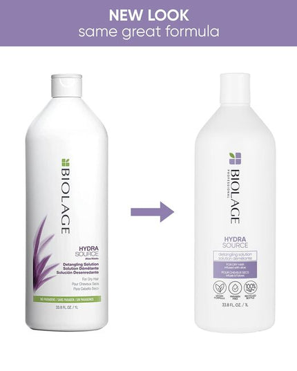 Dry, damaged hair can be prone to breakage and lacks manageability and shine. Inspired by the aloe plant that never seems to dry, Biolage HydraSource Detangling Solution for dry hair thoroughly conditions, helping optimize moisture balance for healthy looking hair. This anti-frizz treatment strengthens hair against future damage.