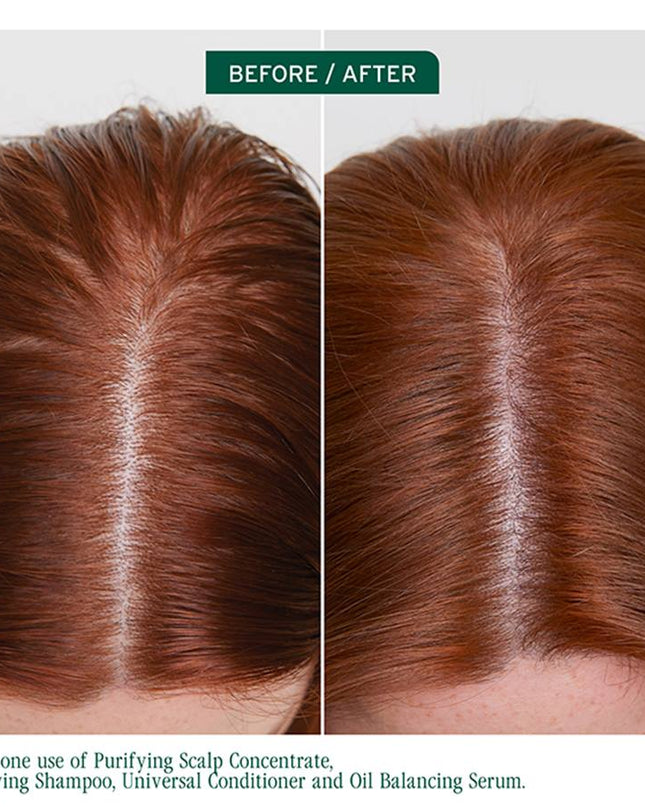 Scalp Sync Oil Balancing Serum is a specialized treatment designed to absorb and reduce excess scalp oil, preventing sebum from traveling down the hair strand between washes. Micro-dosed with a concentrate of a fermented tea blend, this serum helps balance the scalp for a fresher look and feel. It is formulated to purify the scalp for up to 48 hours*, ensuring your hair remains clean and refreshed.
