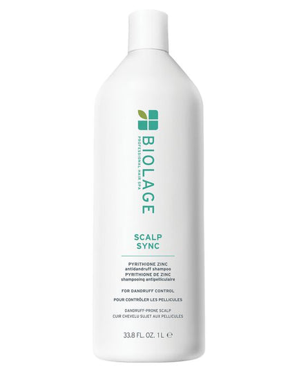 Scalp Sync Anti-Dandruff Shampoo is a specialized shampoo infused and micro-dosed with zinc pyrithione to help eliminate dandruff symptoms, including itching, irritation, redness, scaling, and flaking. It is designed to control the appearance of visible flakes and relieve irritation while nourishing the scalp and hair.