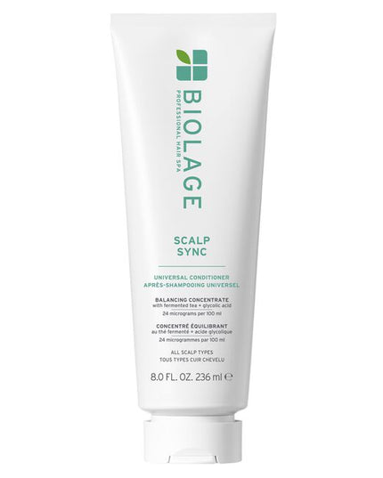 Scalp Sync Universal Conditioner is a versatile, lightweight conditioner designed to nourish all hair types while promoting a healthy scalp. Micro-dosed with a concentrate of a fermented tea blend and filtered glycolic acid, this rich, creamy formula gently conditions from root to tip without weighing down hair. It can also be applied directly to the scalp as a treatment to hydrate dry areas, offering relief for up to 72 hours*. 