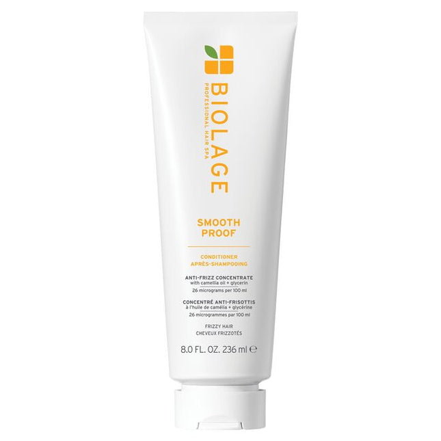 SmoothProof Conditioner for Frizzy Hair is a rich, creamy conditioner specifically designed to nourish and smooth naturally frizz-prone hair without weighing it down. Infused with a micro-dosed concentrate of camellia oil and glycerin, this formula instantly detangles and provides immediate frizz control. By forming a protective layer against environmental aggressors like humidity, it defends the hair, leaving strands more manageable, smoother, and hydrated. 
