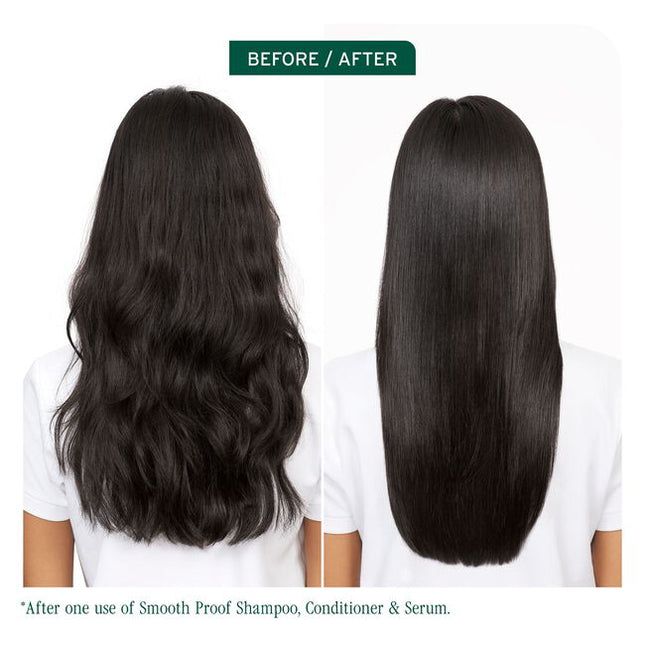 SmoothProof Serum for Frizzy Hair is a specialized hair care product designed to provide the perfect amount of smoothness and shine to frizz-prone hair. Infused with a concentrate of camellia oil and glycerin, this serum acts as a protective layer against environmental aggressors like humidity, helping to control frizz for up to 24 hours. Its carefully calibrated formula leaves hair looking and feeling soft, sleek, and shiny, making it an ideal choice for those seeking to tame unruly strands.