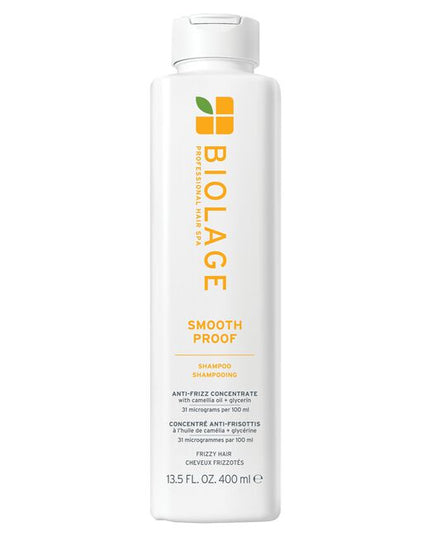 SmoothProof Shampoo by Biolage is a specially formulated shampoo designed to gently cleanse and instantly nourish hair that is prone to frizz. Micro-dosed with a concentrate of camellia oil and glycerin, this shampoo provides the perfect amount of nourishment and smoothness, taming unruly hair and preventing frizz by creating a protective layer around each strand.